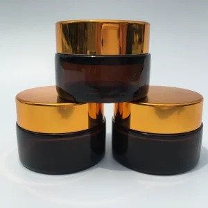 50ml Amber Glass Cosmetic Jar With Gold Lid Face Cream Glass Jar Pot