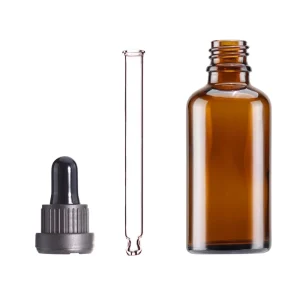 50ml Amber Glass Serum Dropper Bottle with Tamper-Evident Lid for Face and Essential Oil Storage