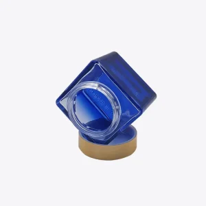 50ml Clear Square Glass Jar with Gold Screw Cap for Skin Care Cream Empty Jar Customized Color Screen Printing