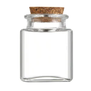 50ml Clear Square Glass Spice Vials with Crown Cap, 100pcs