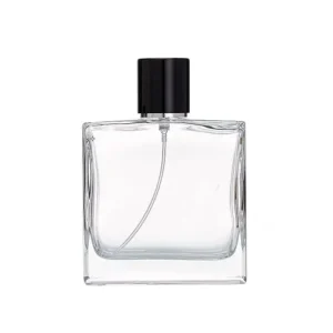50ml Clear Transparent Flat Square Perfume Spray Glass Bottle With Pump Thick Bottom Glass Spray Bottle Crimp Perfume Bottle