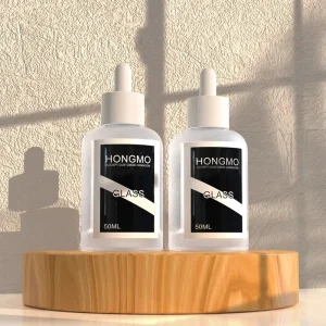 50ml Customized Luxury Glass Essential Oil and Hair Oil Bottle with Push Dropper and Label