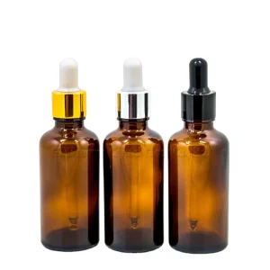 50ml Empty Clear Amber Glass Dropper Bottle with Pipette for Serum and Essential Oil
