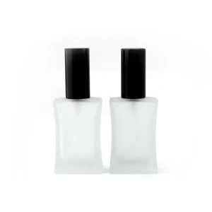 50ml Empty Frosted Clear Square Glass Bottles with Black Atomizer Mist Spray