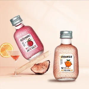 50ml Glacial Texture Beverage Bottle, Empty Glass Fruit Wine Bottle with Aluminum Screw Lid