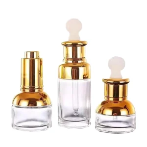 50ml Glass Dropper Bottle with Gold Aluminum Dropper for Cosmetics