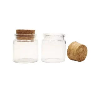 50ml Glass Jar with Cork Lid Wooden Stopper Bottle