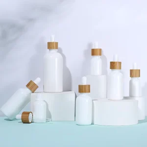 50ml Opal White Porcelain Glass Hot Stamped Custom Logo Essential Oil Dropper Bottle Skin Care Serum Cosmetic