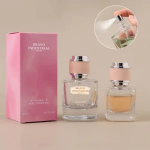 50ml Transparent Round Perfume Bottle with Customizable Label Color for Clothing Perfume