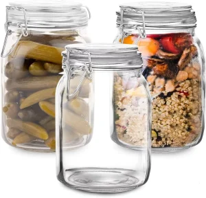 50oz Square Glass Food Storage Jar with Airtight Clamp Lid