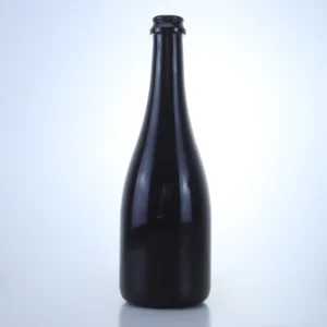 520ml 650ml 330ml Customized Round Black Champagne Glass Bottle with Crown Cap