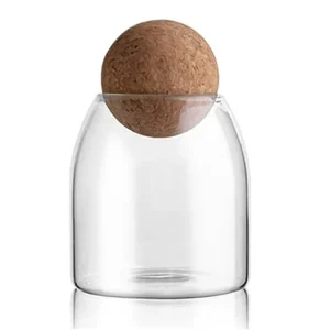 550ml 18oz Glass Storage Container with Cork and Airtight Wood Lid for Food