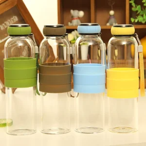 550ml Pumpk High-Borosilicate Glass Water Bottle with Silicone Sleeve