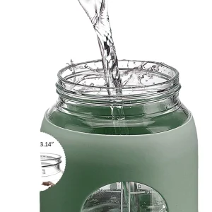 56oz Custom Multicolor Multistyle Sports Glass Water Bottle with Handle and Straw
