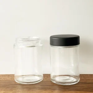 57 x 85mm 5oz Clear Glass Jar with Black Childproof Cap