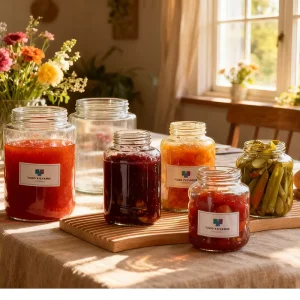 588ml Clear Wide Mouth Glass Storage Jar with Metal Screw Lid