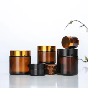 5g 10g 15g 20g 30g 50g 100g Natural Amber Glass Body Butter and Cosmetic Cream Jar with Aluminum Lid