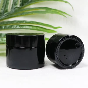 5g 10g 15g 20g 30g 50g 60g 100g Round Smell-Proof Glass Jars Black Dark Violet with Black Lids