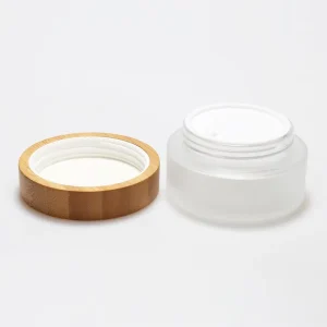 5g 15g 30g 50g 100g Clear Frosted Glass Jar with Bamboo Wood Lid for Body Cream