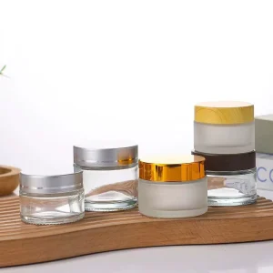 5g 50g 100g Frosted Amber Clear Matte Glass Cream Jar with Plastic Lid