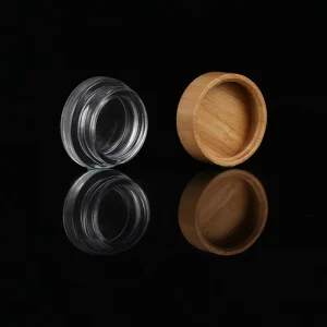 5g Tiny Frosted Glass Cosmetic Cream Jar with Bamboo Lid