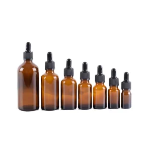 5ml 10ml 15ml 20ml 30ml 50ml 100ml Amber Glass Bottle Empty Glass Essential Oil Dropper Bottles With Black Plastic Dropper Caps