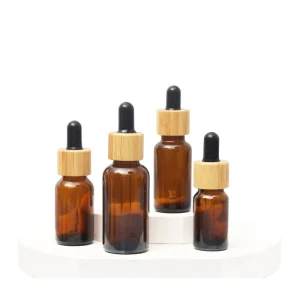 5ml 10ml 15ml 20ml 30ml 50ml 100ml Amber Perfume Essential Oil Glass Dropper Bottle with Dropper Bamboo Lids