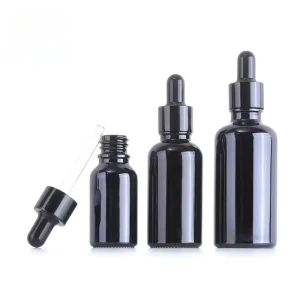 5ml 10ml 15ml 20ml 30ml 50ml 100ml Glass Black Essential Oil Cosmetic Dropper Bottle Screen Printing Low MOQ Customizable