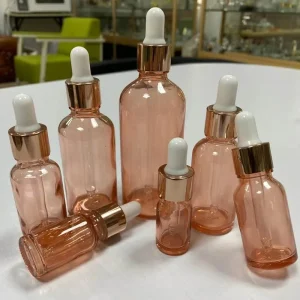 5ml 10ml 15ml 20ml 30ml 50ml 100ml Glass Rose Gold Dropper Bottle for Essential Oil and Cosmetics