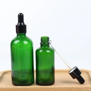 5ml 10ml 15ml 20ml 30ml 50ml 100ml Green Serum and Essential Oil Glass Dropper Bottles