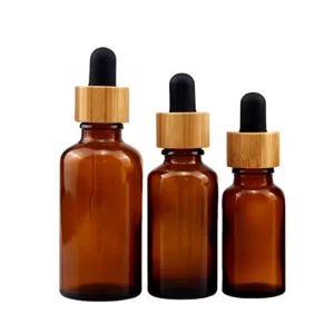 5ml 10ml 15ml 20ml 30ml 50ml 100ml Round Glass Essential Oil Dropper Bottle with Bamboo Lid