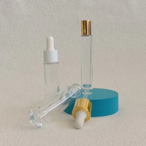 5ml 10ml 15ml 20ml Flat Shoulder Clear Glass Dropper Bottle with Pipette for Essential Oil Serum