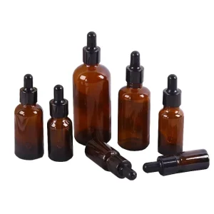5ml 10ml 15ml 30ml 50ml Amber Matte Brown Glass Screw Cap Screen Printed Pipe Dropper Perfume Bottle for Essential Oil