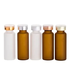 5ml 10ml 20ml Frosted Amber Brown Glass Medical Ampoule Bottles with Long Dispenser and Rubber Stopper