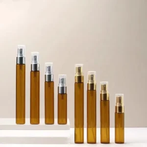 5ml 10ml Amber Glass Bottles with Refillable Metal Mist Sprayer