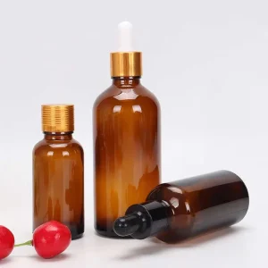 5ml 10ml Brown Blue Empty Boston Round Essential Oil Hair Oil Glass Dropper Bottle With Customized logo