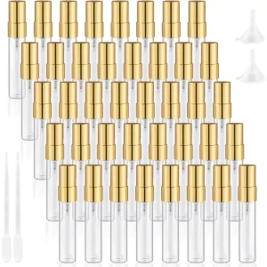 5ml 10ml Mini Transparent Glass Spray Bottles Equipped with Gold Aluminum Nozzles Reusable Fine Spray Design Suitable