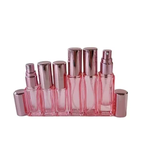 5ml 10ml Rectangle Rose Gold and Pink Glass Spray Bottles