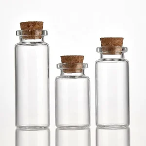 5ml 6ml 8ml 10ml Small Transparent Glass Storage Bottle with Cork Stopper for Spices Saffron and Food