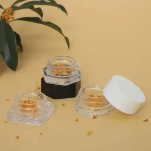 5ml 7ml 9ml Clear Glass Child-Resistant Concentrate Jars with Smell-Proof Ribbed Caps