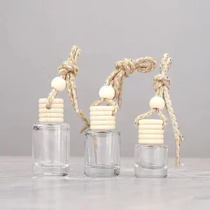 5ml 8ml 10ml Customizable Cylindrical Clear Glass Bottle Car Air Freshener Perfume Bottle Hanging Pendant Car Diffuser Bottles