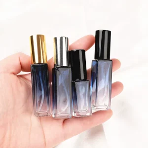 5ml 8ml Square Gradient Blue Glass Perfume Spray Bottle With Aluminum Cap