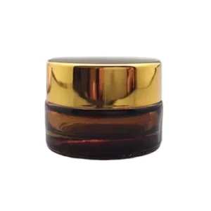 5ml Empty Round Amber Glass Jar with Gold Lid Cosmetic Container for Face Cream & Skin Care