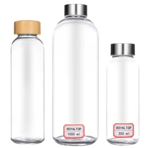 5oz 10oz 16oz 26oz 35oz Lead-Free Reusable Glass Drinking Water Bottles for Refrigerator Chilling and Juice