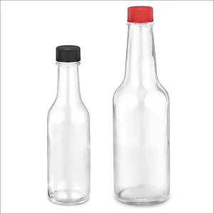 5oz 10oz Clear Small Mouth Woozy Bottles with Plastic Lid 150ml Hot Sauce Glass Bottle