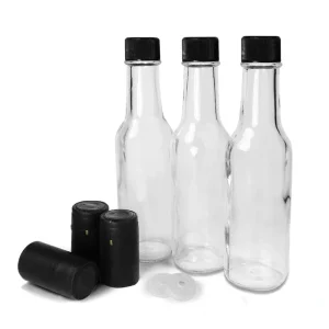 5oz 150ml Clear Glass Hot Sauce Woozy Bottle with Leak-Proof Screw Cap and Dropper Insert