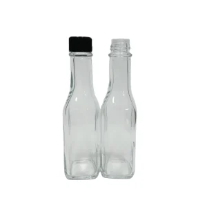 5oz 150ml Square Woozy Glass Hot Sauce Bottle With Dripper and Plastic Lid