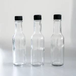 5oz 150ml Transparent Empty Hot Sauce Glass Bottles with Lid for Japanese Soy Sauce and Seasonings