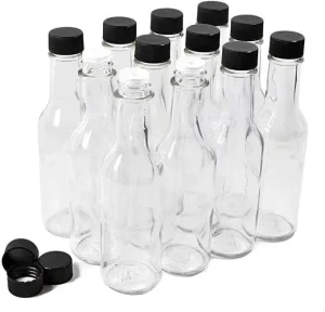 5oz 150ml Transparent Glass Bottle with Black Spiral Cap for Chili Sauce and Ketchup
