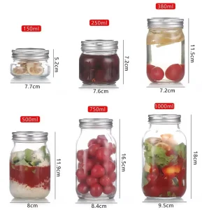 5oz 33oz Glass Jar Kitchen Storage Mason Jars with Lid for Canning